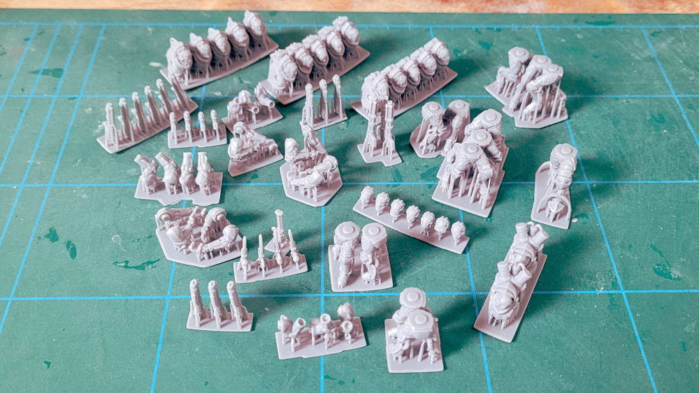 3D Printed Gothic Tech Horror Giveaway Parts Layout